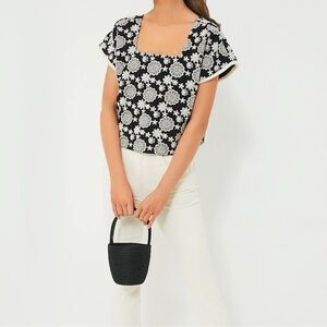 NWT- Hyacinth House Black & Ivory Eyelet Vivienne Blouse - L